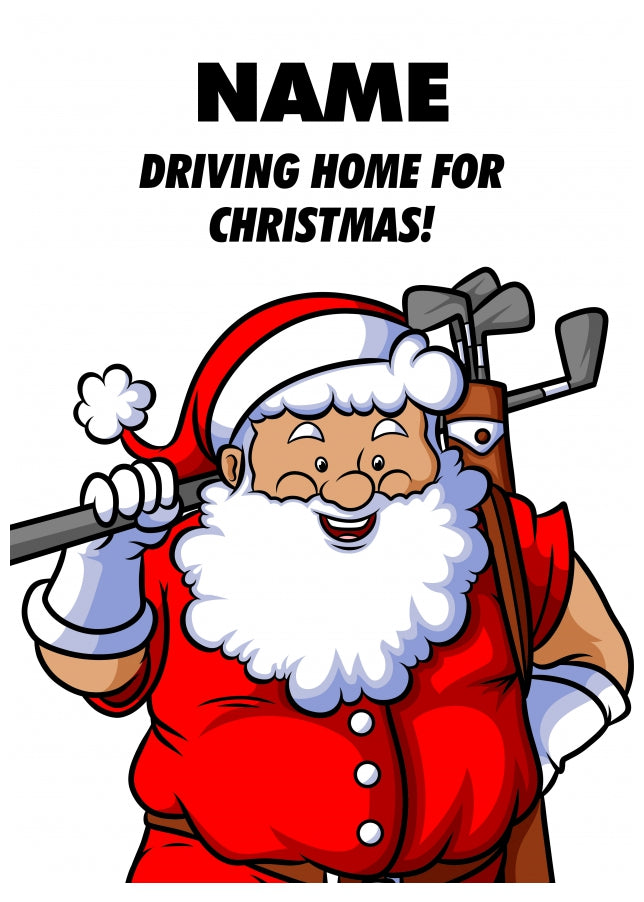 Funny Golf Christmas Card for Him - Driving Home for Christmas Husband Dad