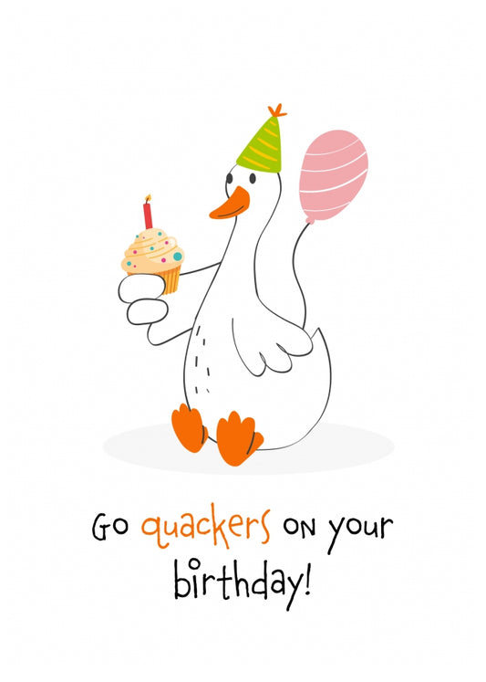 Duck Birthday Card - Go Quackers! - Funny Birthday Cards for Her