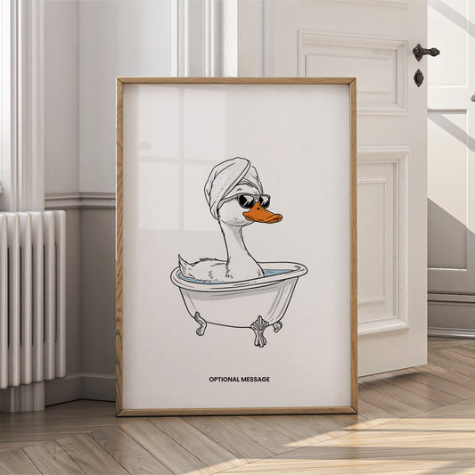 Bathroom Wall Art Print - Fun Duck in a Bath - {VARIATION}