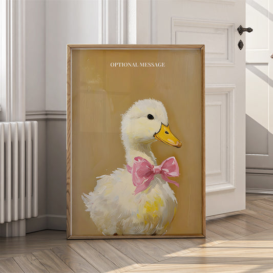 Living Room Wall Art Print - Duck with Pink Bow Artwork - {VARIATION}