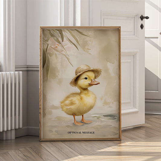 Living Room Wall Art Print - Duckling in Straw Hat Artwork - {VARIATION}