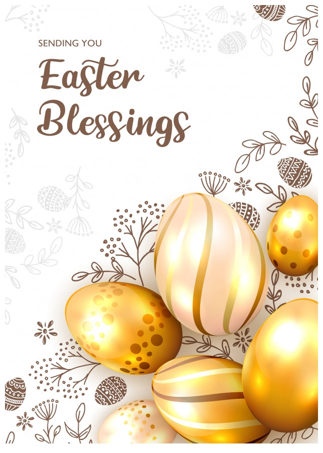 Traditional Easter Card for Family and Friends - Gold Luxury Easter Eggs