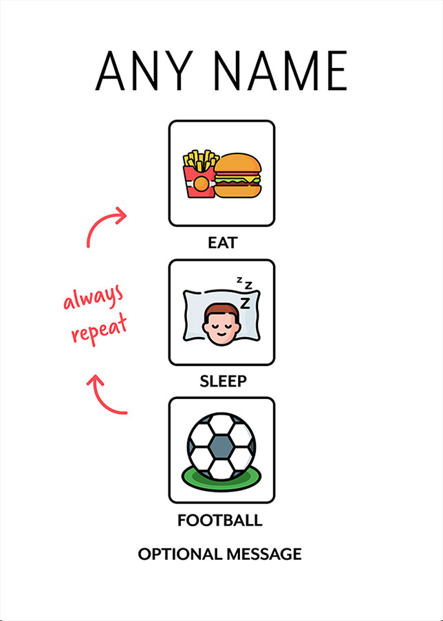 Eat Sleep Football Repeat Card