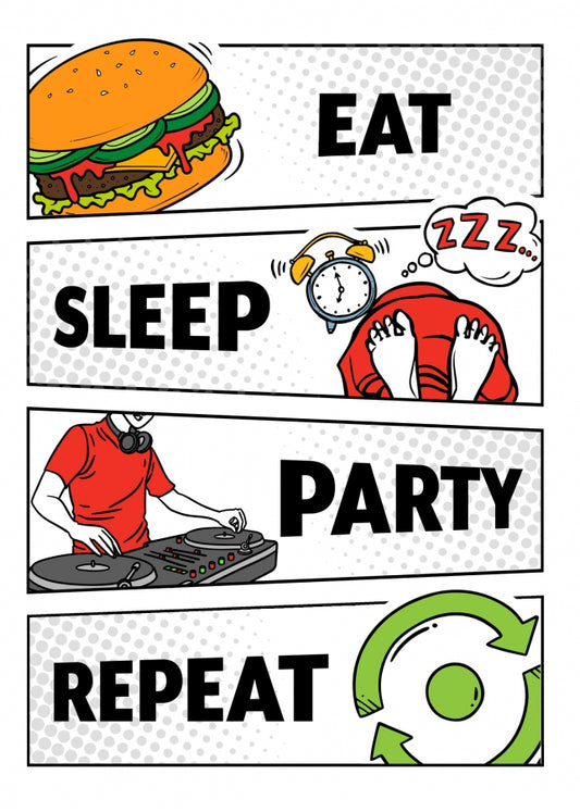 DJ Birthday Card for Men, Adult or Teenager - Eat Sleep Party Repeat - 18th 20th 21st