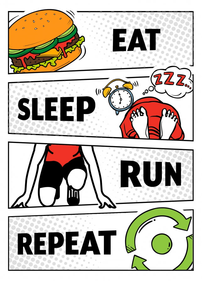 Running Birthday Card for Adult or Teenager - Eat Sleep Run Repeat Birthday Cards for Men 