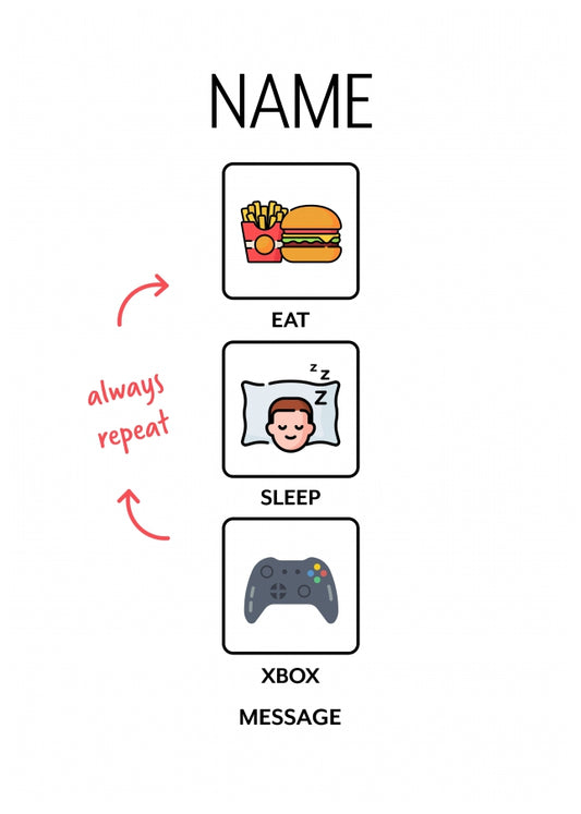 Xbox Birthday Card - Eat Sleep Repeat