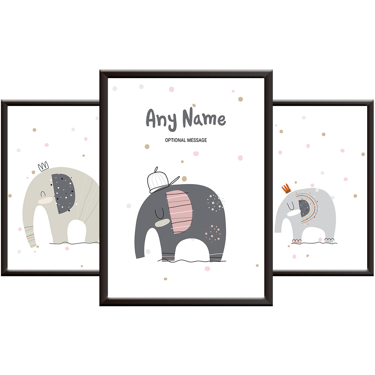 Boys Nursery Pictures - Cute Elephant Print Set