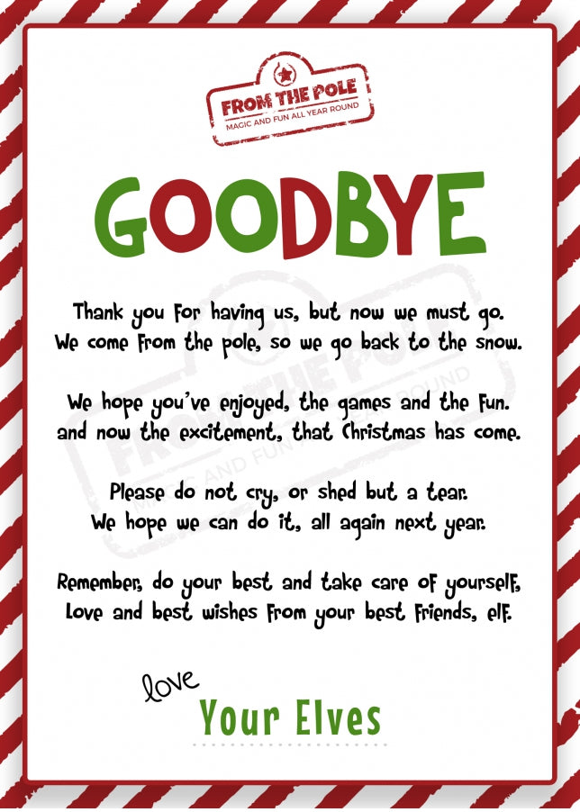 Elves Goodbye Letter - Christmas Elves Goodbye Card & Leaving Letter