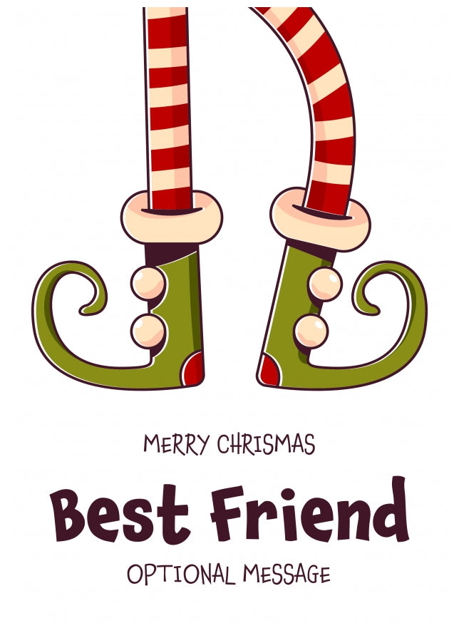 Cute Christmas Card for Best Friend - Elf Shoes