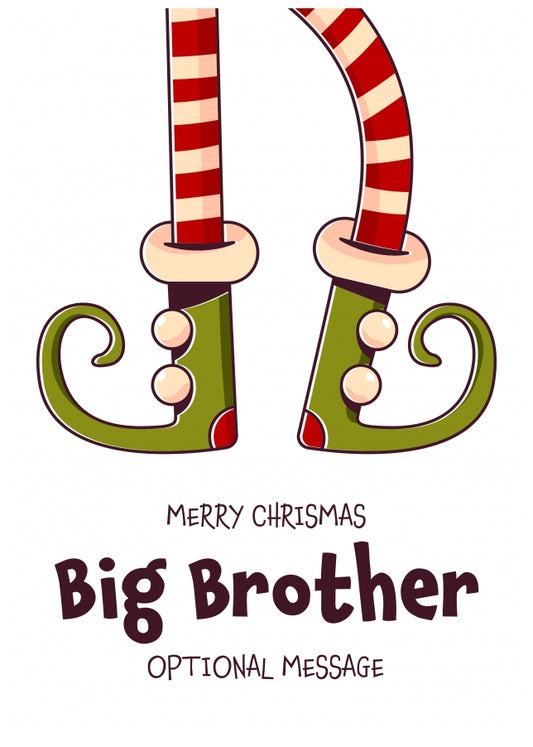 Cute Christmas Card for Big Brother - Elf Shoes