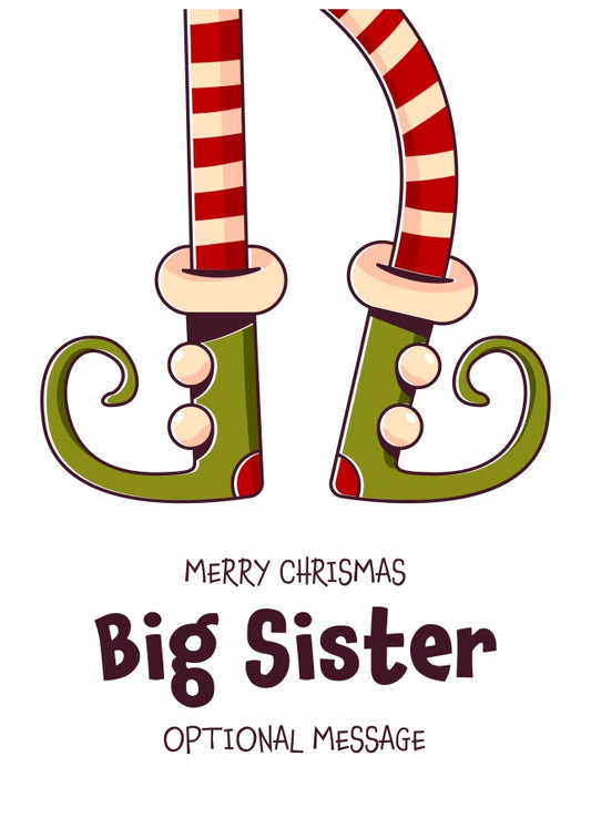 Cute Christmas Card for Big Sister - Elf Shoes