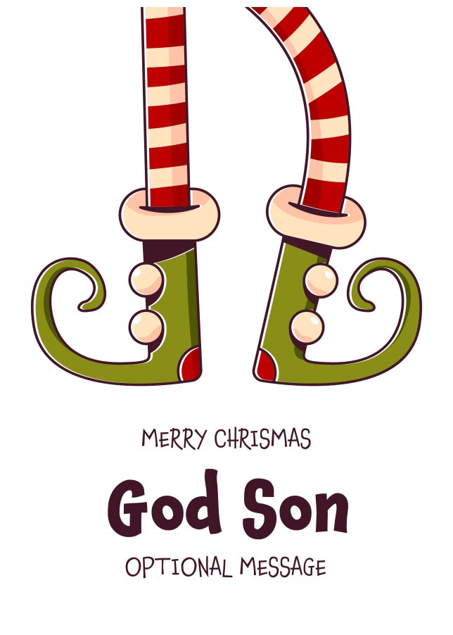 Cute Christmas Card for God Son - Elf Shoes