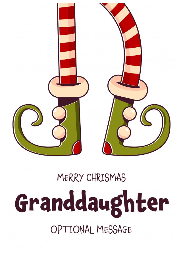 Cute Christmas Card for Granddaughter - Elf Shoes