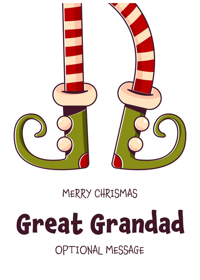 Cute Christmas Card for Great Grandad - Elf Shoes