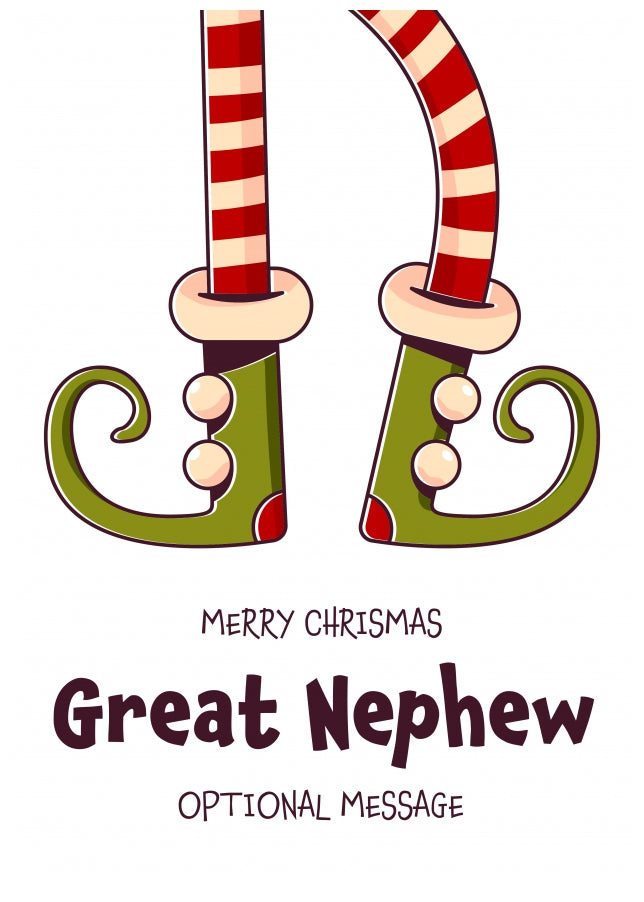 Cute Christmas Card for Great Nephew - Elf Shoes