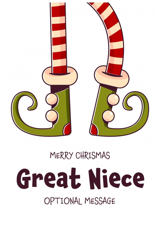 Cute Christmas Card for Great Niece - Elf Shoes