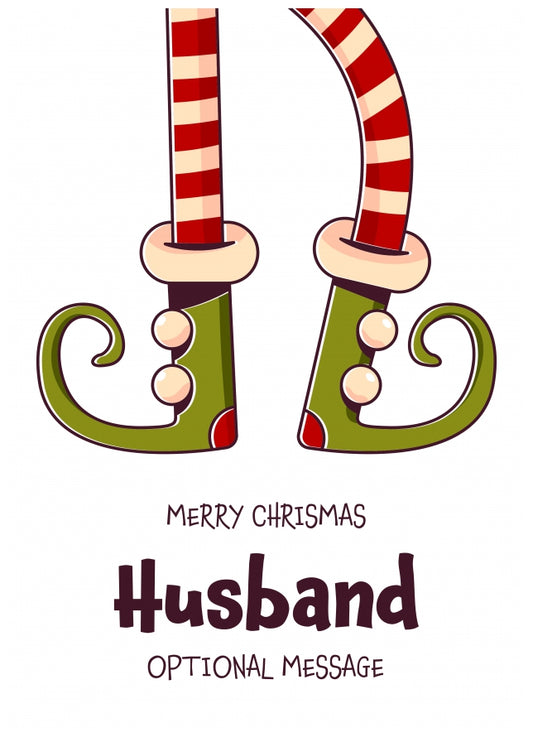 Cute Christmas Card for Husband - Elf Shoes