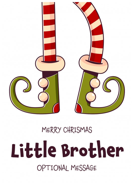 Cute Christmas Card for Little Brother - Elf Shoes