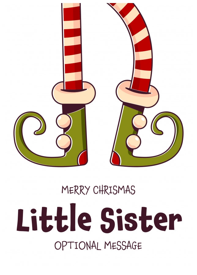 Cute Christmas Card for Little Sister - Elf Shoes