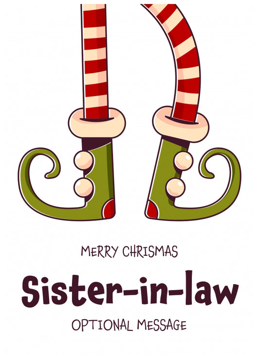 Cute Christmas Card for Sister-in-law - Elf Shoes