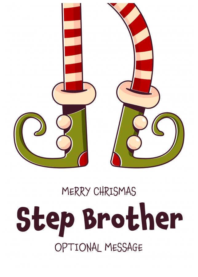 Cute Christmas Card for Step Brother - Elf Shoes