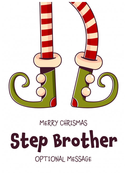 Cute Christmas Card for Step Brother - Elf Shoes