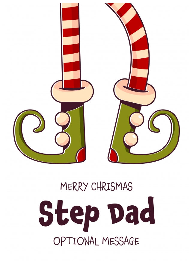 Cute Christmas Card for Step Dad - Elf Shoes