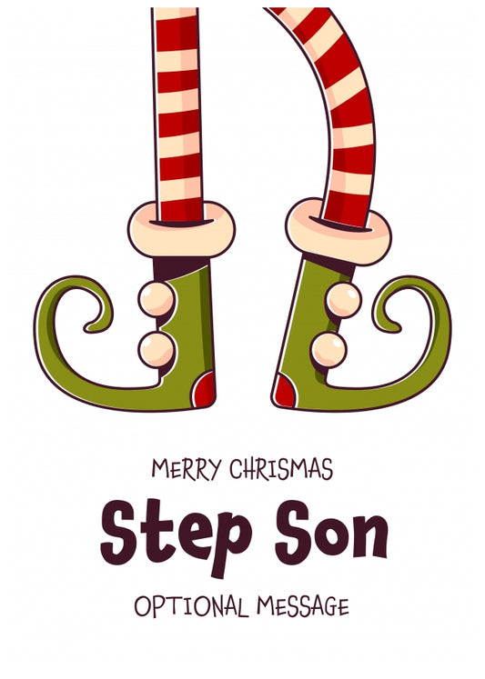 Cute Christmas Card for Step Son - Elf Shoes