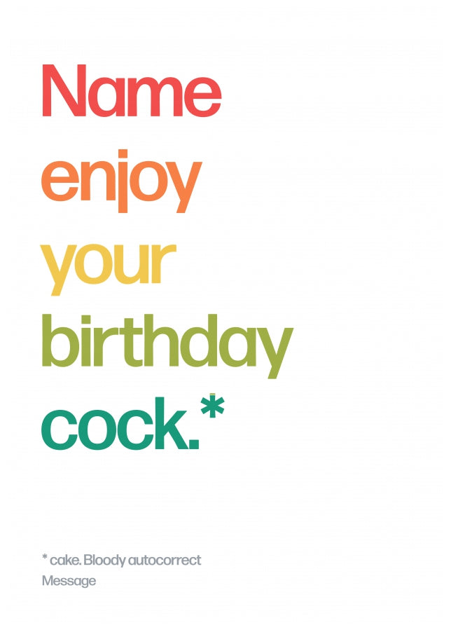 Personalised Enjoy Birthday Cock Card