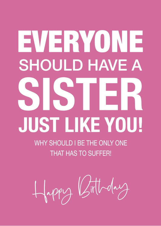 Funny Birthday Card for Sister - Everyone Should Have a Sis Like You - 16th 18th 20th