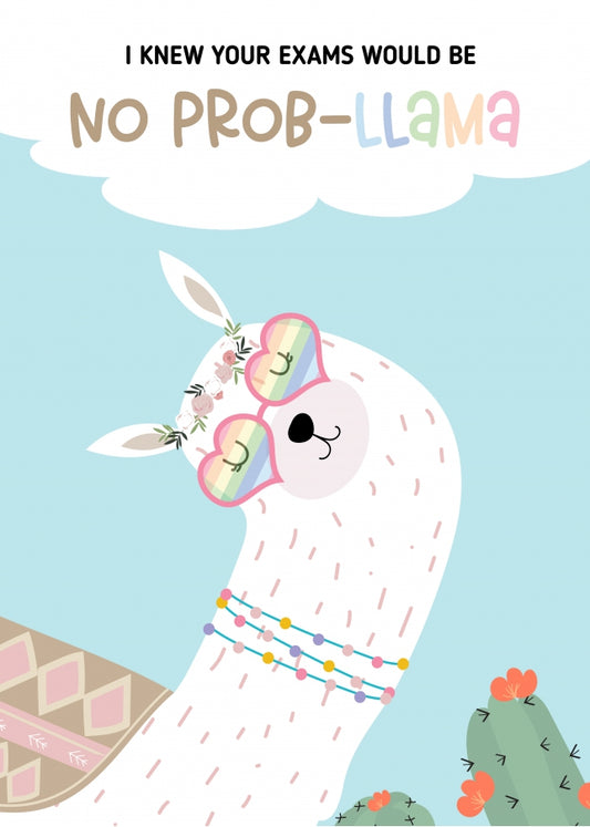 Funny Exam Congratulations Card for Girls - Well Done on Results - No Prob-Llama!