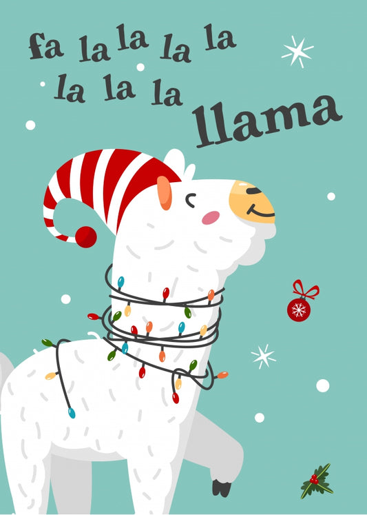 Kids Christmas Cards for Children - Fa La La La Llama (Christmas Carol Card)