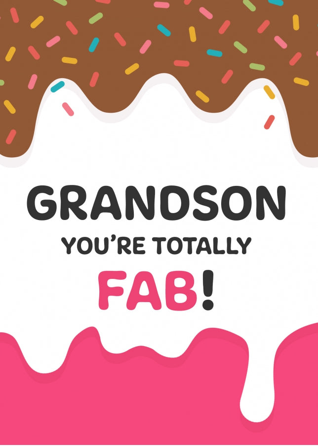 Funny Grandson Birthday Card for a Fab Grandson - Any Age!