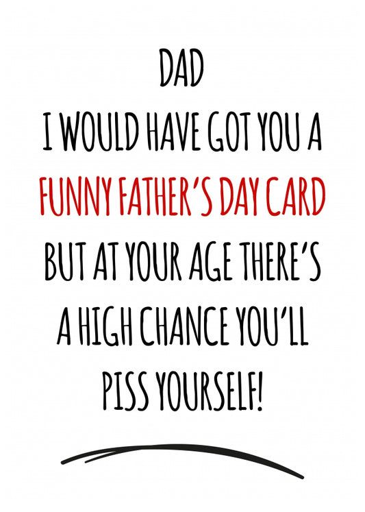 Funny Father's Day Card for Dad | P*ss Yourself | Personalised & Humorous Card