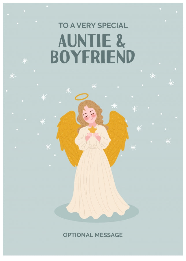 Festive Angel Christmas Card for Auntie & Boyfriend - Traditional Cards