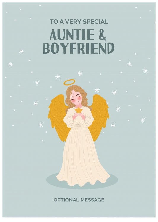 Festive Angel Christmas Card for Auntie & Boyfriend - Traditional Cards