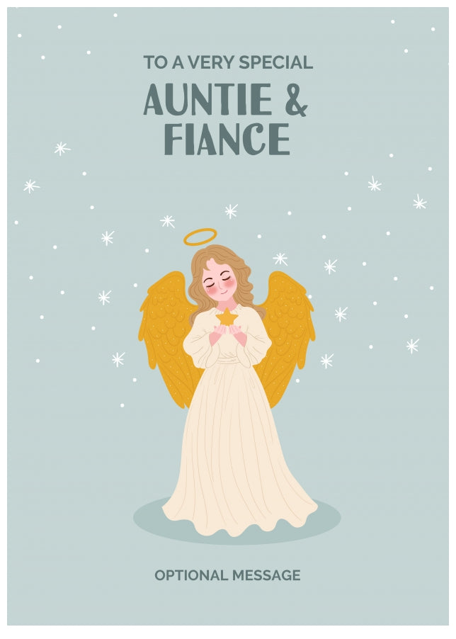 Festive Angel Christmas Card for Auntie & Fiance - Traditional Cards