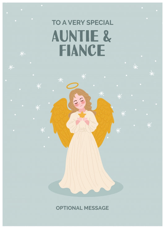 Festive Angel Christmas Card for Auntie & Fiance - Traditional Cards