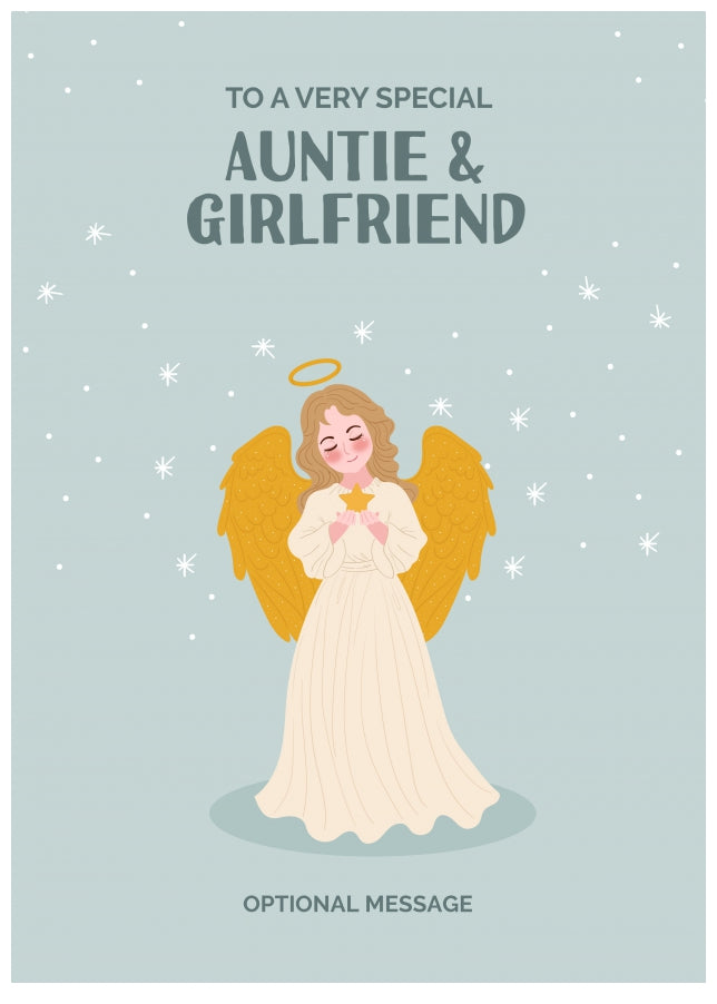 Festive Angel Christmas Card for Auntie & Girlfriend - Traditional Cards