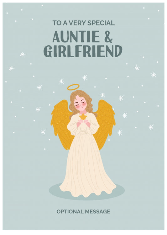 Festive Angel Christmas Card for Auntie & Girlfriend - Traditional Cards