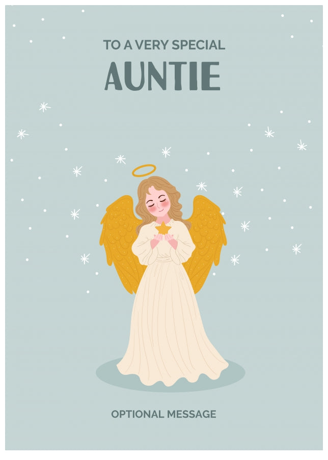 Festive Angel Christmas Card for Auntie - Traditional Cards