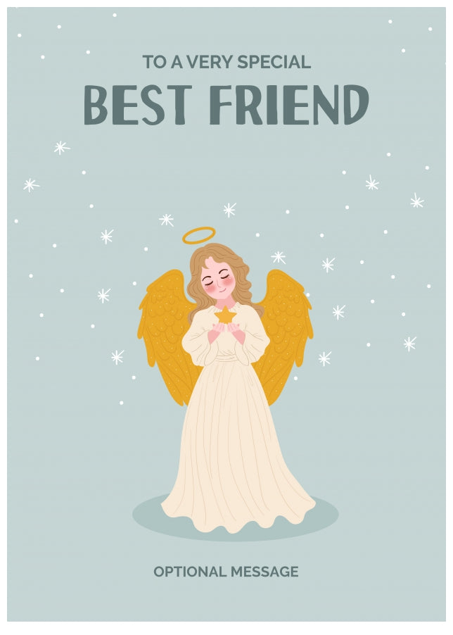 Festive Angel Christmas Card for Best Friend - Traditional Cards