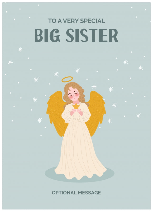 Festive Angel Christmas Card for Big Sister - Traditional Cards