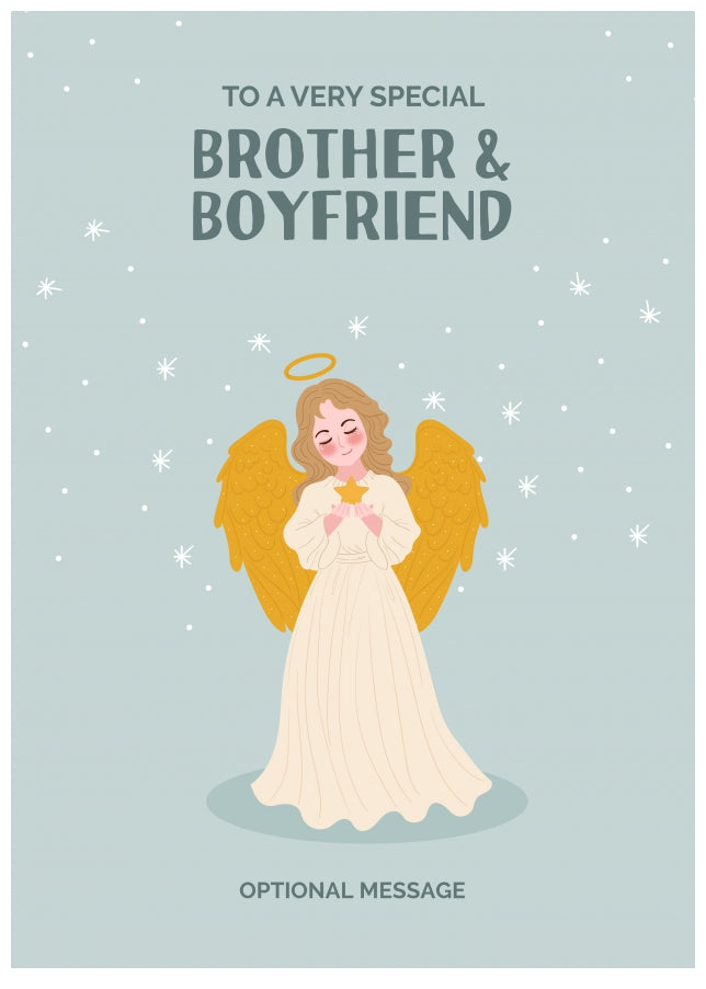 Festive Angel Christmas Card for Brother & Boyfriend - Traditional Cards