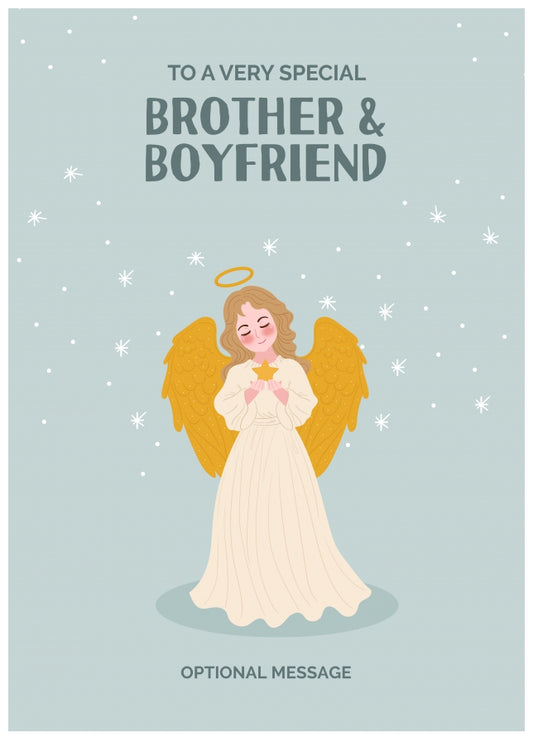 Festive Angel Christmas Card for Brother & Boyfriend - Traditional Cards