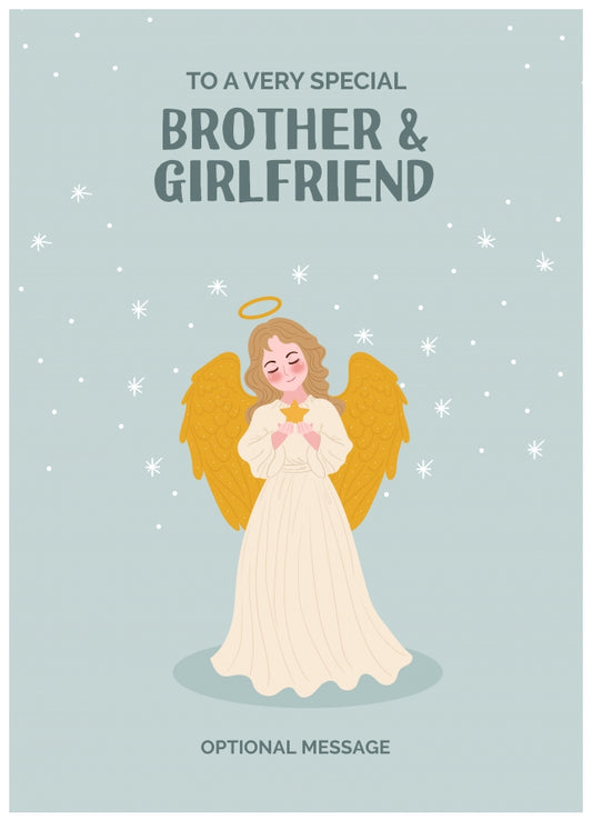 Festive Angel Christmas Card for Brother & Girlfriend - Traditional Cards