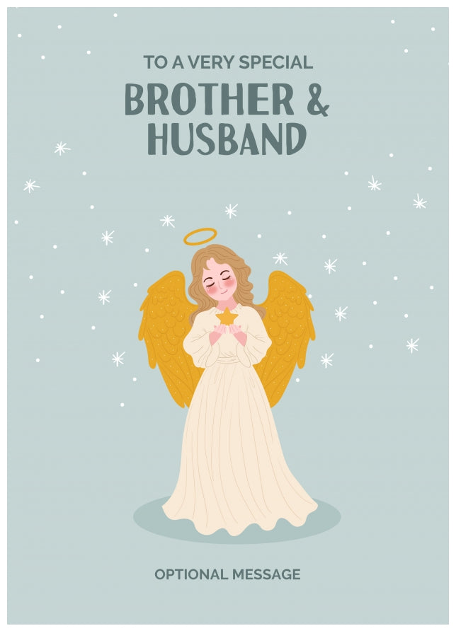 Festive Angel Christmas Card for Brother & Husband - Traditional Cards