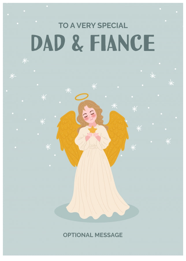 Festive Angel Christmas Card for Dad & Fiance - Traditional Cards