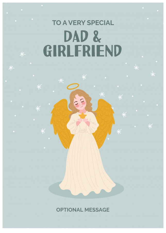 Festive Angel Christmas Card for Dad & Girlfriend - Traditional Cards