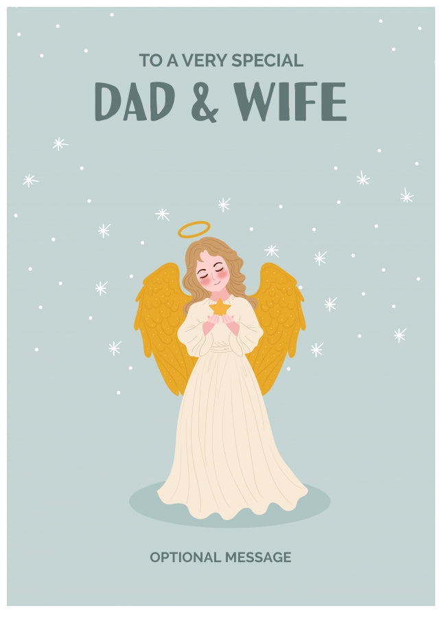 Festive Angel Christmas Card for Dad & Wife - Traditional Cards